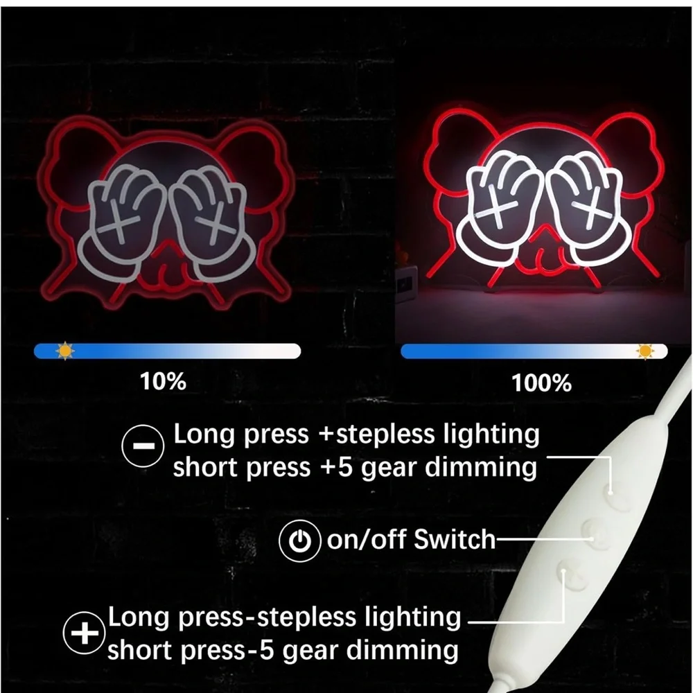 KAWS Red and White Neon Wall Art - Picture 3 of 4